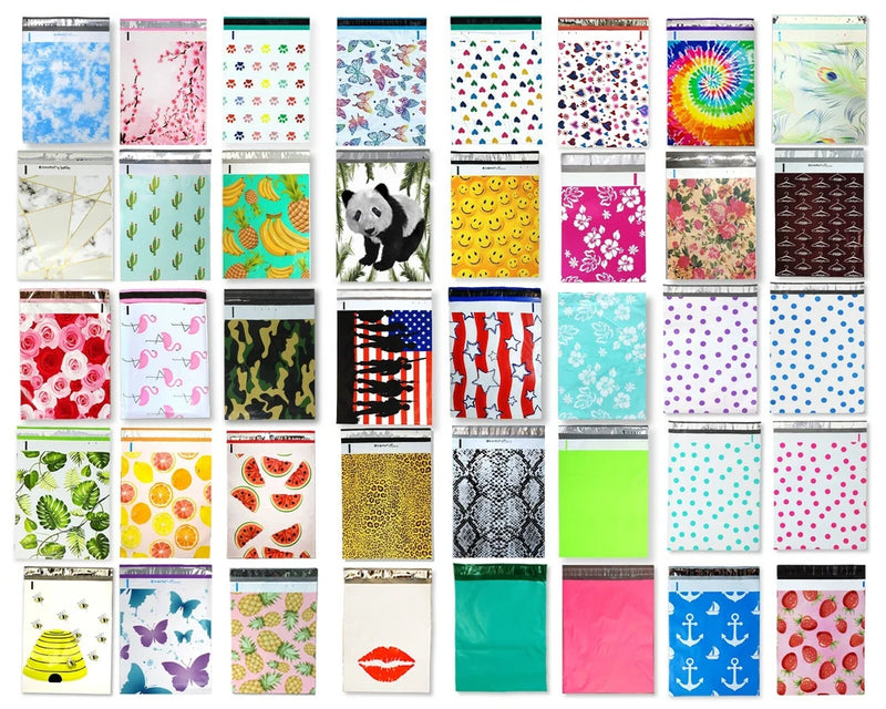 (20-200Pack) 10" x 13" Designer Prints FLAT POLY Mailers Business Ship Envelopes Bouquet