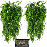 2 Pack Reptile Plants Terrarium Hanging Fake Vines with Suction Cup for Geckos Green Plant