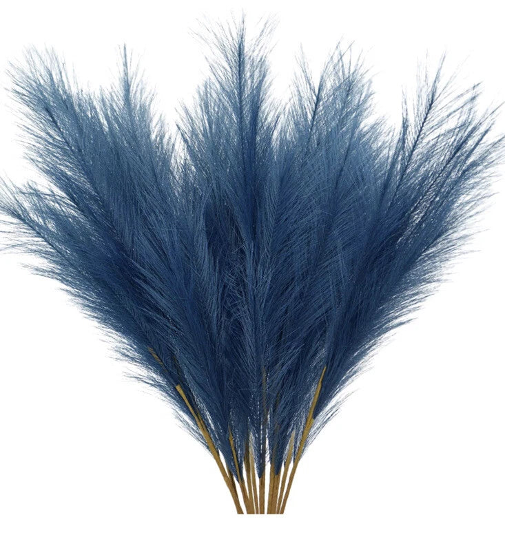 5 Faux Pampas Grass Decor 38Ó Tall Pompas Blue Floral Mid-century Modern New Pampas Grass