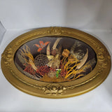 Vintage Oval Framed Bubble Glass Dried Flower Arrangement Wall Art Decor 25