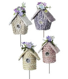 Spring Birdhouse Pick, Spring Floral Pick, Spring Decor, Easter Bird House Pick Green Plant