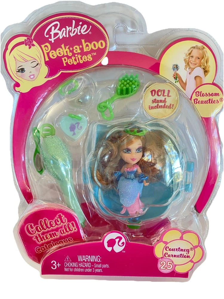 Barbie Peek-a-Boo Petites mini flower doll with carnation-themed accessories