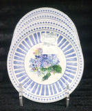 4 Shabby Chic Floral Hydrangea Blue White SALAD Plates 9" Melamine Spring Summer Hydrangea