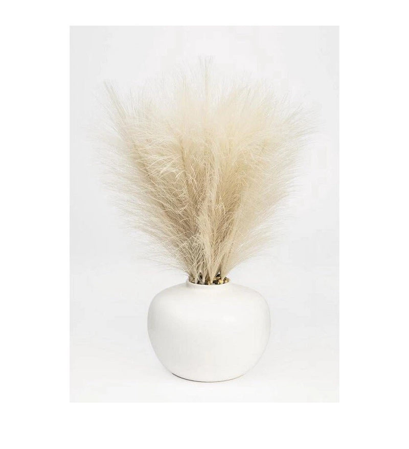 Better Homes & Gardens 14" Artificial Pampas in White Rounded Ceramic Vase Pampas Grass