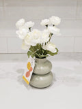 White Ranunculus Floral Arrangement in Green Ceramic Vase 10Ó Modern Decor Ranunculus