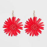 Sunflower Raffia Drop Earrings - A New Day Red Flower Sunflower