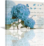 Rustic Farmhouse Bathroom Wall Art Sign with Blue Hydrangea & Butterfly Ð 12_16 Hydrangea