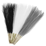 30 Pcs Faux Pampas Grass, 17.7 Inch Black/White/Gray Artificial Pampas Grass Pampas Grass