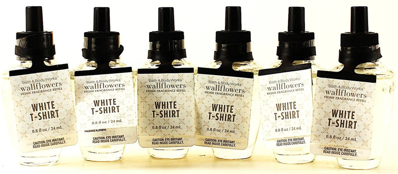 QTY 6 - Bath & Body Works WHITE T-SHIRT Wallflowers Home Fragrance Oil Refills Bouquet