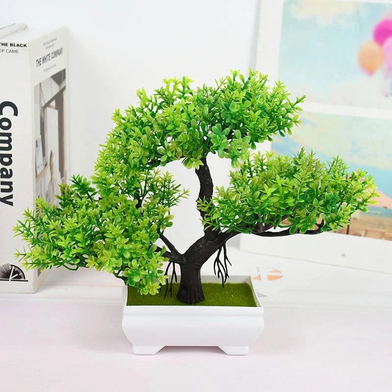 NEW Artificial Bonsai Tree Fake Plant Potted Flowers Home Office Table Decor Green Plant