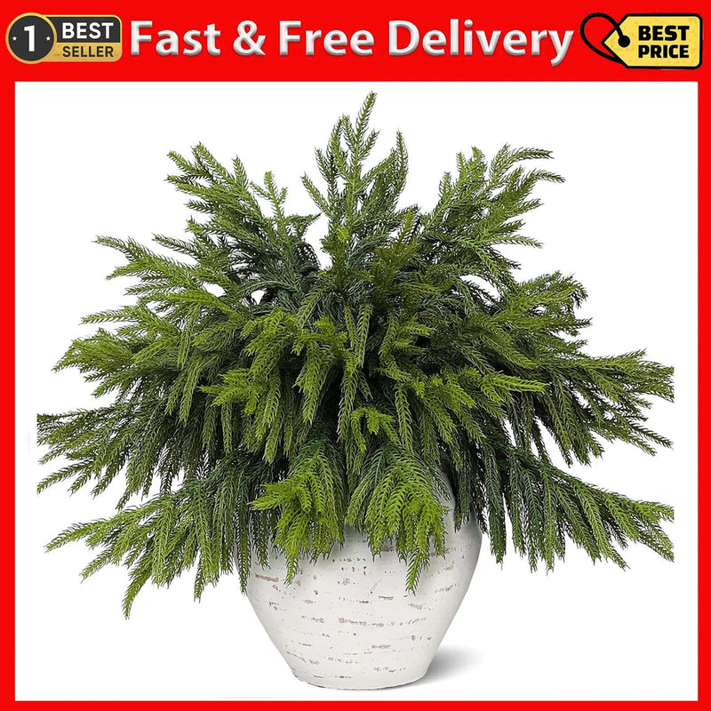 Pcs Real Touch Norfolk Pine Branches, Artificial Christmas Green Plants 20 Green Plant