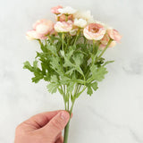 Set of 2 Pink and Ivory Artificial Ranunculus 10