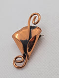 Vintage 1950s - 1960s Copper Peace Calla Lily Flower Brooch Pin Lily