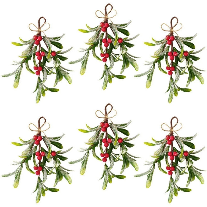 Realistic Artificial Mistletoe Hanging Greenery 6 Pieces for Decoration Use Green Plant