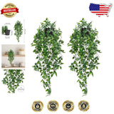 2 Pack Artificial Hanging Plants, Realistic Silk Vines, Waterproof Decor Green Plant