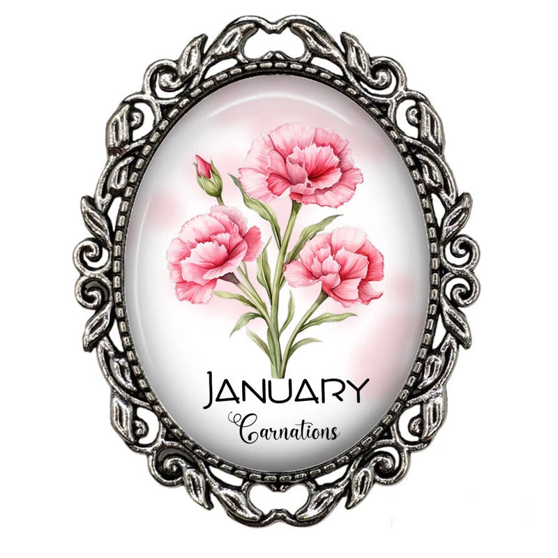 January Birth Month Flower Carnations Brooch Pin Sweater Scarf Coat Brooch Gift Carnation