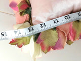 Vintage J Penny Linen Silk Pillow Cottage Pink Roses Bouquet Bed Wedding 14" Bouquet