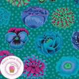 KAFFE FASSETT Free Spirit BIG BLOOMS PWGP091 Green Emerald Quilt Fabric Flowering Plants