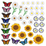 42 Pcs Embroidered Iron on Patch for Clothing Sunflowers Butterfly Patches Set Sunflower