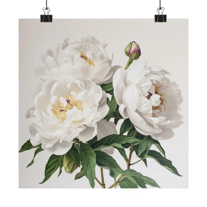 White Peonies Flower Art Print, White Flower Painting, Flower DŽcor 02 Peony