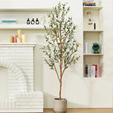 6 ft Artificial Olive Tree - Realistic Trunk, Lifelike Leaves, Maintenance Free Green Plant