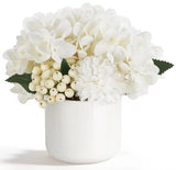Hydrangea Artificial Flowers in Small Ceramic Vase, Fake Flower Floral Arrang... Hydrangea
