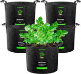5pcs 20gal Plant Grow Bags, Heavy Duty Thickened Nonwoven Fabric Pots w/ Handles Garden Plants