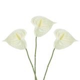 3Pcs 13" Artificial Anthurium Lily Flowers Floral Bouquet Decor, Beige Lily