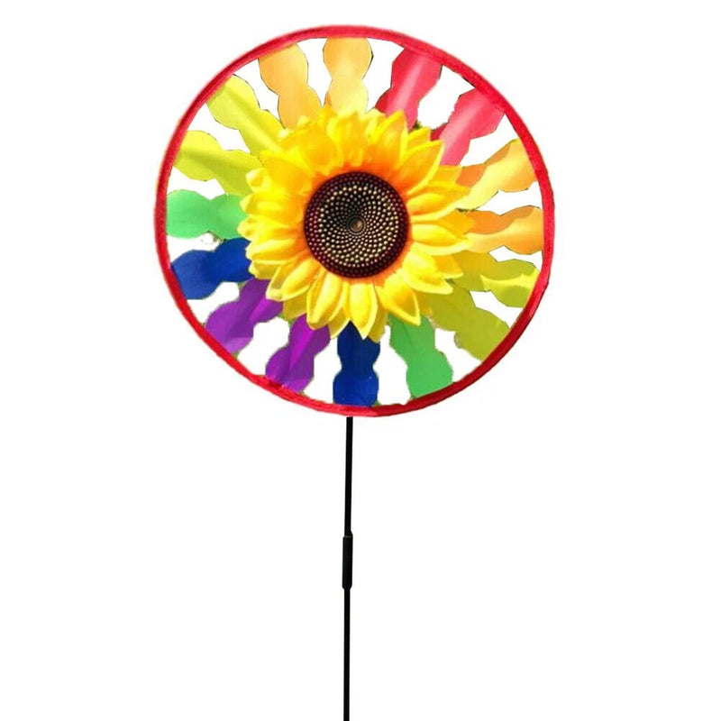 Easy to Install Yard Sunflower Windmill Whirling Wind Spinner for Outdoor Play Sunflower