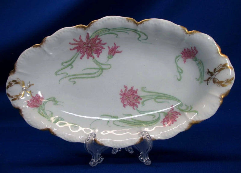 HAVILAND LIMOGES CARNATION PATTERN OVAL RELISH DISH Carnation