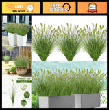 20 Bundles UV Resistant Artificial Onion Grass & Cattails - Faux Outdoor Decor Green Plant