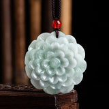 Jade Peony Flower Pendant Jade Pendant Women's Clothing Necklace High-end Jade Peony