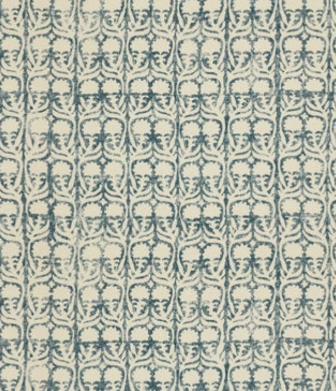 PENNY MORRISON  FABRIC 'ASHOK  PETROL PERFORMANCE' 2 METRES SEAQUAL/POLYESTER Flowering Plants