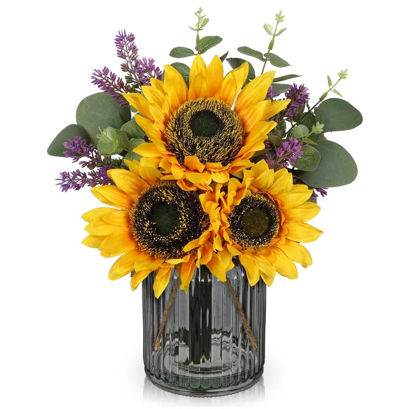 Fake Flowers in Vase, Sunflowers Artificial Flowers with Vase Sunflowers Cent... Sunflower
