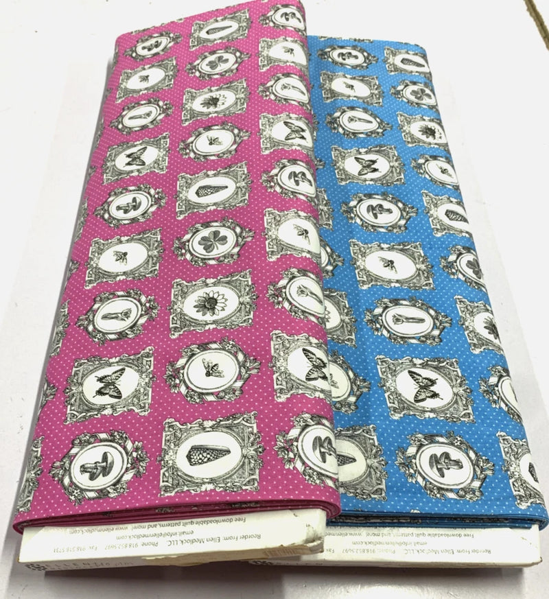 ELLEN MEDLOCK - PRINTED 100% COTTON FABRICS : #PATTERN 907 : 110CM WIDE : Flowering Plants