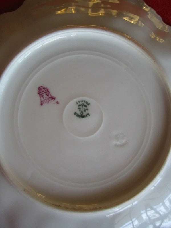 TRESSEMANN & VOGT Limoges ~ Scalloped Hand painted Plate ~ CARNATIONS ~ T & V Carnation
