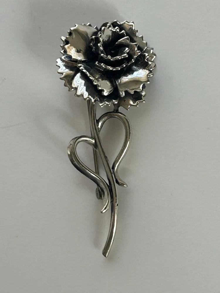 VTG Sarah Coventry Sterling Silver Carnation Flower Brooch Carnation