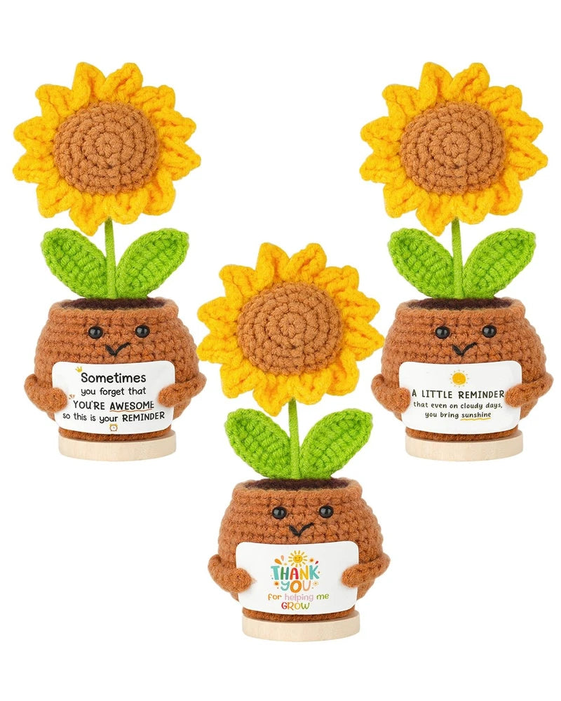 3 Pcs Emotional Support Crochet Sunflower,Inspirational Gift for Women,Handma... Sunflower