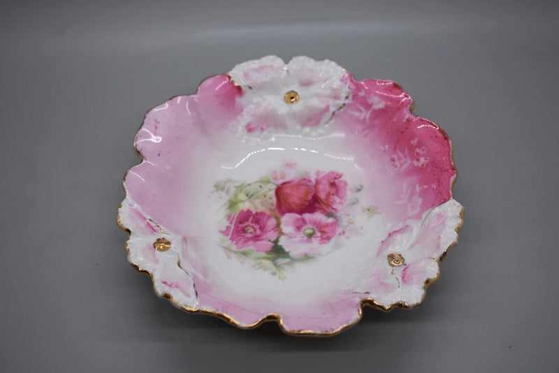 RS Prussia Carnation Mold 5.5" Individual Berry Bowl Pink Flowers Carnation