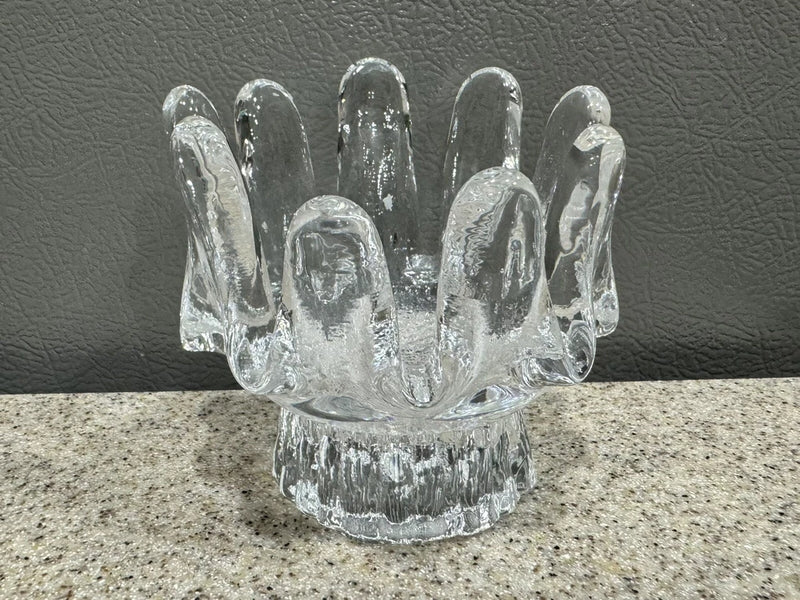 Vtg Goran Warff Kosta Boda Sunflower Heavy Glass Votive Candle Holder MCM EUC Sunflower