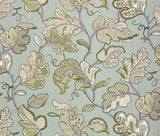 BALLARD DESIGNS FELICITY SPA BLUE FLORAL LINEN MULTIUSE FABRIC BY THE YARD 54" W Flowering Plants