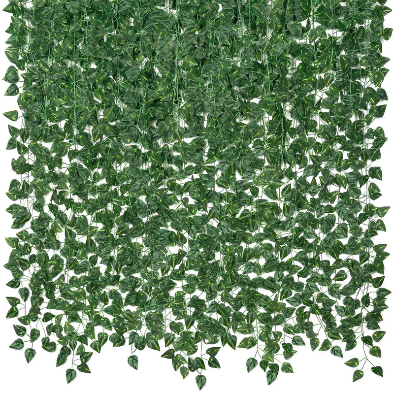 Artificial ivy garland with dense green leaf vines for hanging decor