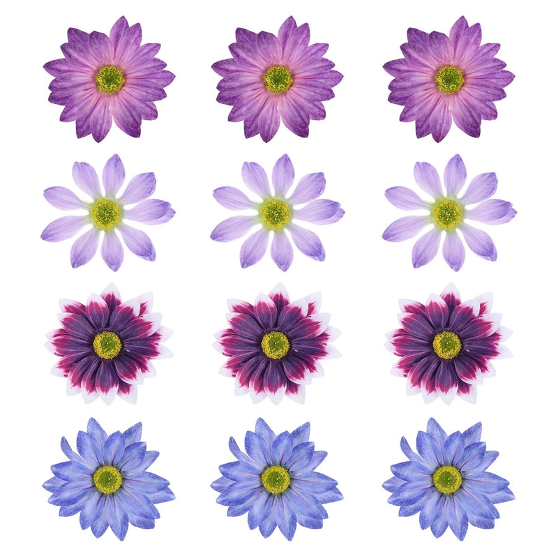 12 Pcs Artificial Daisies Flower Heads Fake Flower Light Purple/Plum/Blue/Purple Daisies