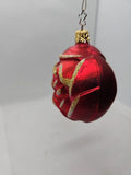 Inge Glas Carnation Rose Flower Glass Ornament Red Magenta Vintage Germany Carnation