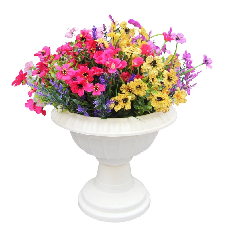 12 Outdoor Artificial Flower Pieces, Bulk Fake Plastic Plants for Porch, Wind... Green Plant