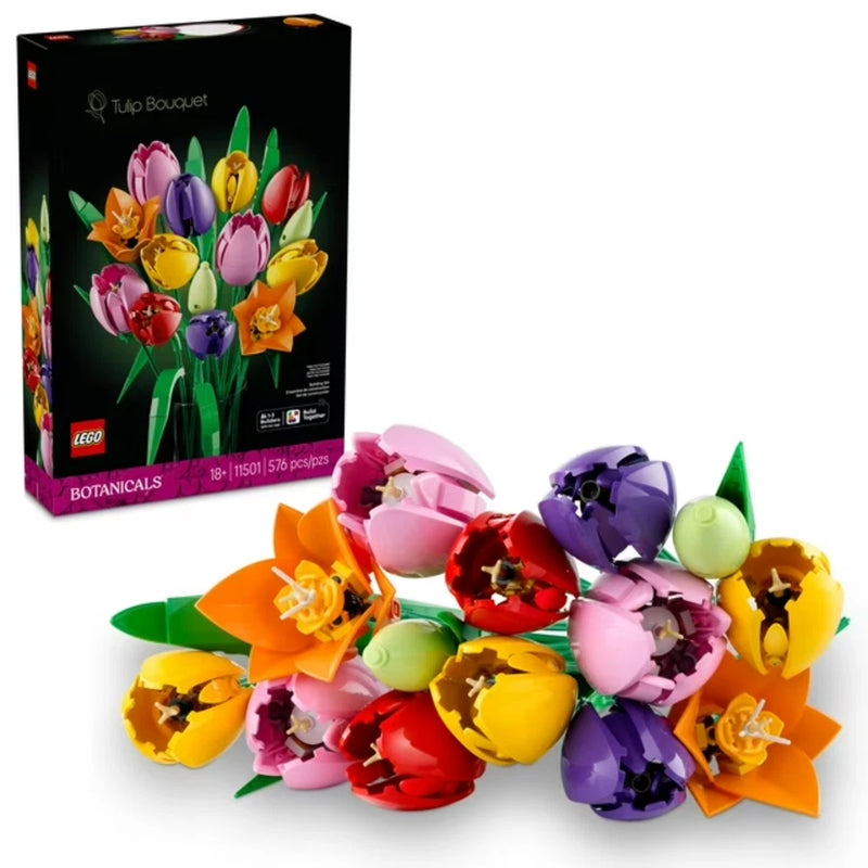 Botanicals Tulip Bouquet Building Set for Adults Artificial Flowers Crafting Kit Green Plant