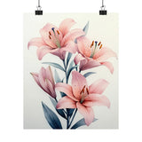 Boho Pink Oriental Lily Flower Art Print Poster, Minimalist Floral Wall Art 5 Lily