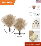 Boho Wall Decor Wall-Mounted Metal Art Hanging Pampas Faux Plant 2 Pack Pampas Grass