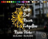 Gone But Not Forgotten Sunflower Vinyl Decal Sunflower