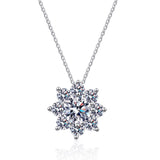 1-2CT Moissanite Sunflower Pendant Necklace 925 Sterling Silver Gift for Women Sunflower